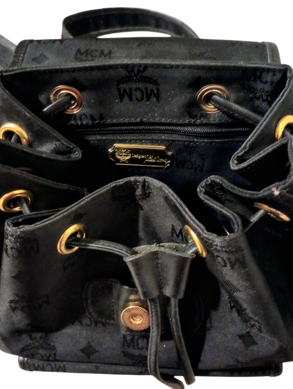 MCM Black Visetos Nylon Drawstring Backpack - Picture 11 of 16